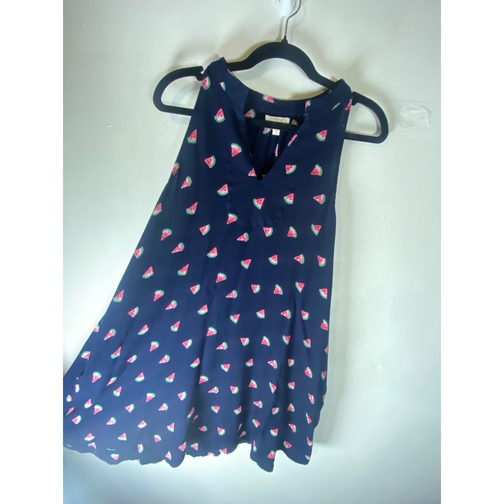 Mud Pie Watermelon Print Sleeveless Mini Summer Dress Navy A-Line Viscose Small